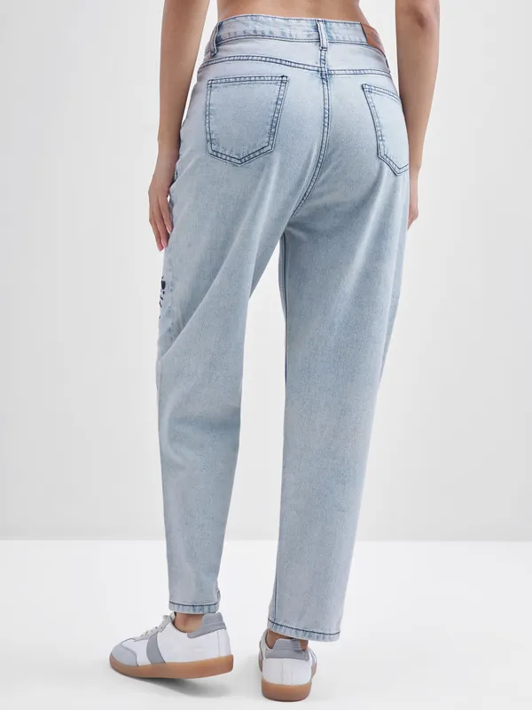 Tokyo Talkies Women Blue Mom Fit Stretchable Jeans