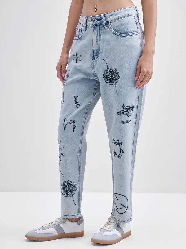 Tokyo Talkies Women Blue Mom Fit Stretchable Jeans