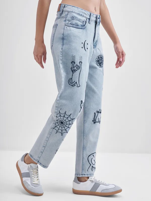 Tokyo Talkies Women Blue Mom Fit Stretchable Jeans