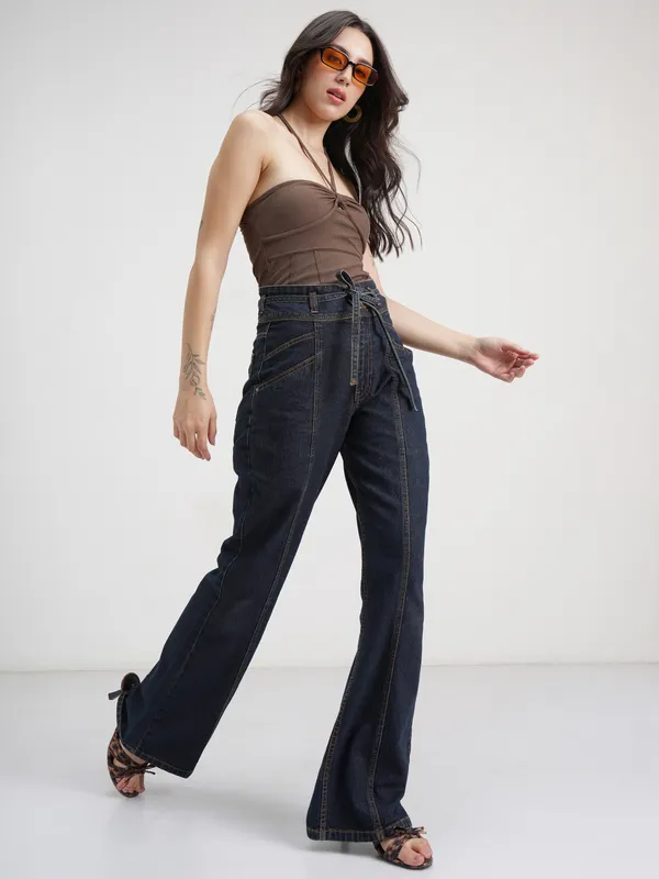 Tokyo Talkies Women Blue Bootcut Stretchable Jeans