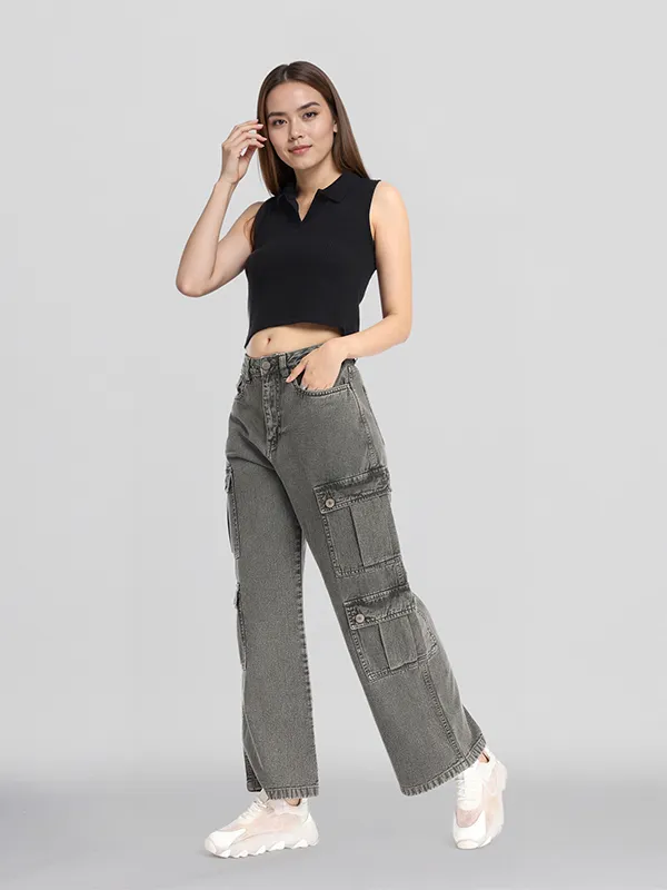 Street By Tokyo Talkies Women Grey Dad Fit Stretchable Jeans