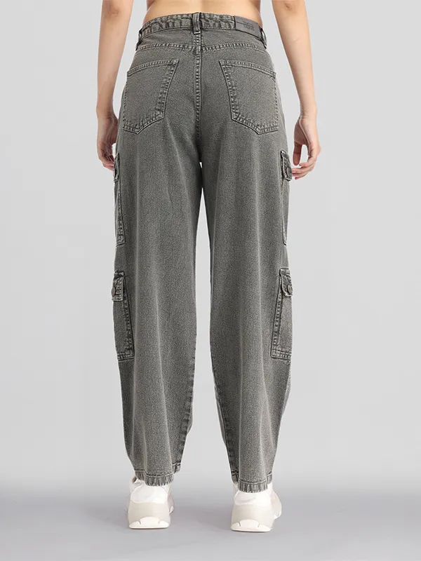 Street By Tokyo Talkies Women Grey Dad Fit Stretchable Jeans