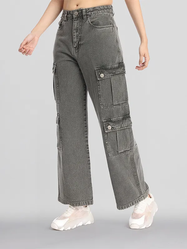 Street By Tokyo Talkies Women Grey Dad Fit Stretchable Jeans