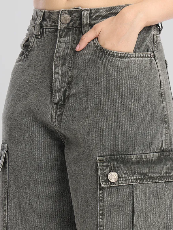 Street By Tokyo Talkies Women Grey Dad Fit Stretchable Jeans