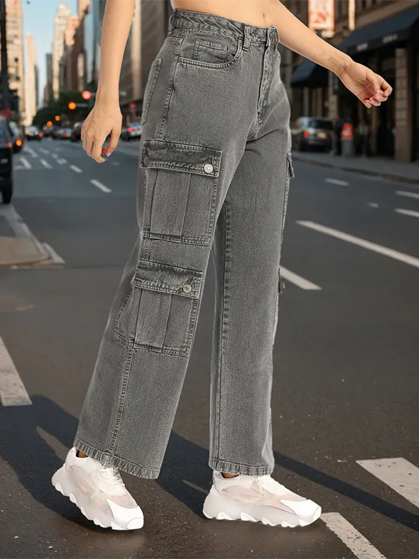 Street By Tokyo Talkies Women Grey Dad Fit Stretchable Jeans