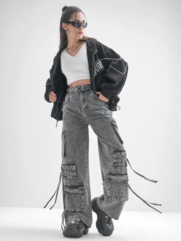 Tokyo Talkies Women Grey Dad Fit Stretchable Jeans