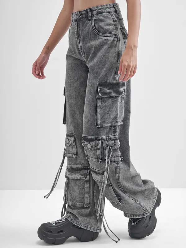 Tokyo Talkies Women Grey Dad Fit Stretchable Jeans