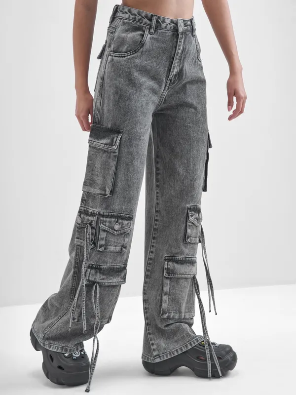 Tokyo Talkies Women Grey Dad Fit Stretchable Jeans