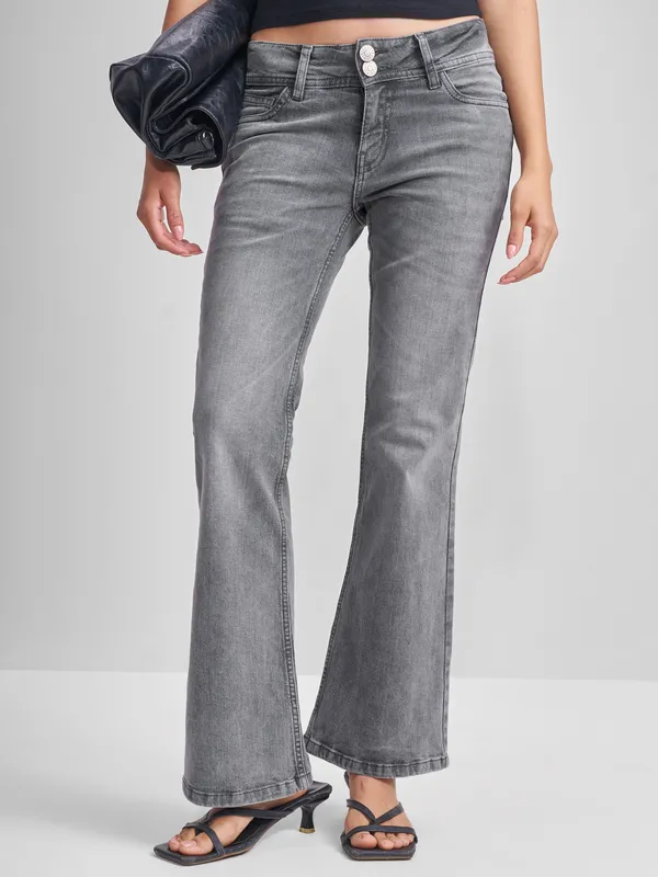 Tokyo Talkies Women Grey Flared Stretchable Jeans