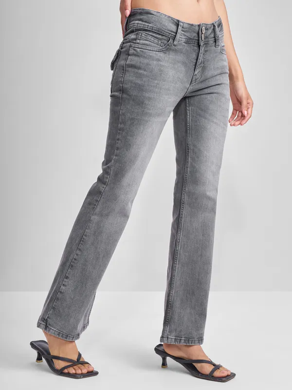 Tokyo Talkies Women Grey Flared Stretchable Jeans