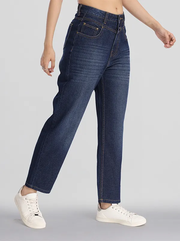 Street By Tokyo Talkies Women Blue Mom Fit Stretchable Jeans