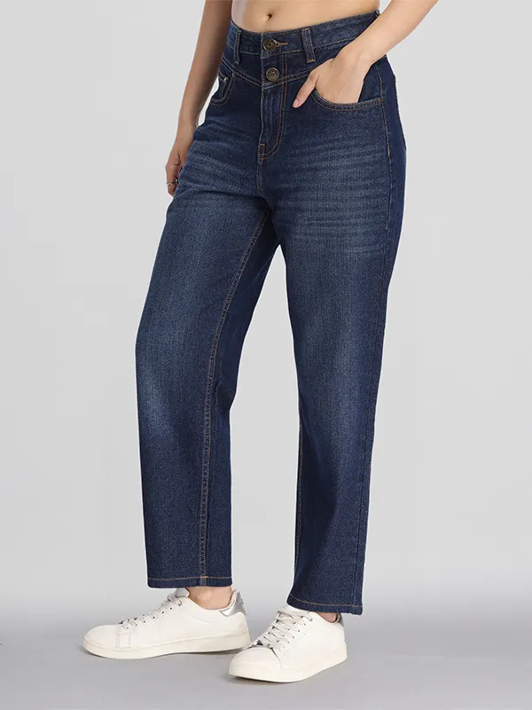 Street By Tokyo Talkies Women Blue Mom Fit Stretchable Jeans
