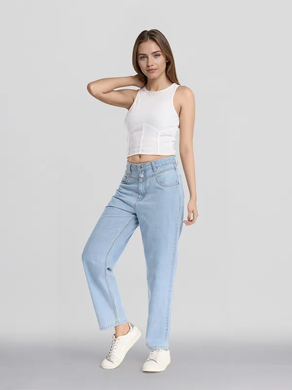 Street By Tokyo Talkies Women Blue Mom Fit Stretchable Jeans