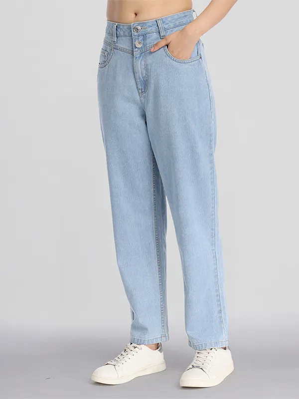 Street By Tokyo Talkies Women Blue Mom Fit Stretchable Jeans