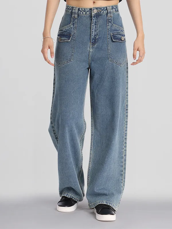 Street By Tokyo Talkies Women Blue Straight Fit Stretchable Jeans