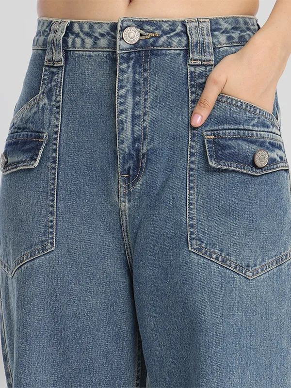 Street By Tokyo Talkies Women Blue Straight Fit Stretchable Jeans