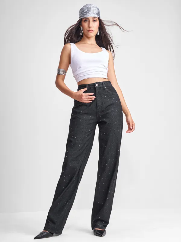 Tokyo Talkies Women Black Dad Fit Jeans