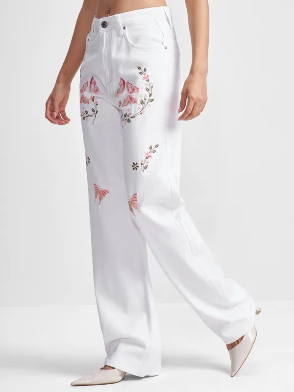 Tokyo Talkies Women White Dad Fit Jeans