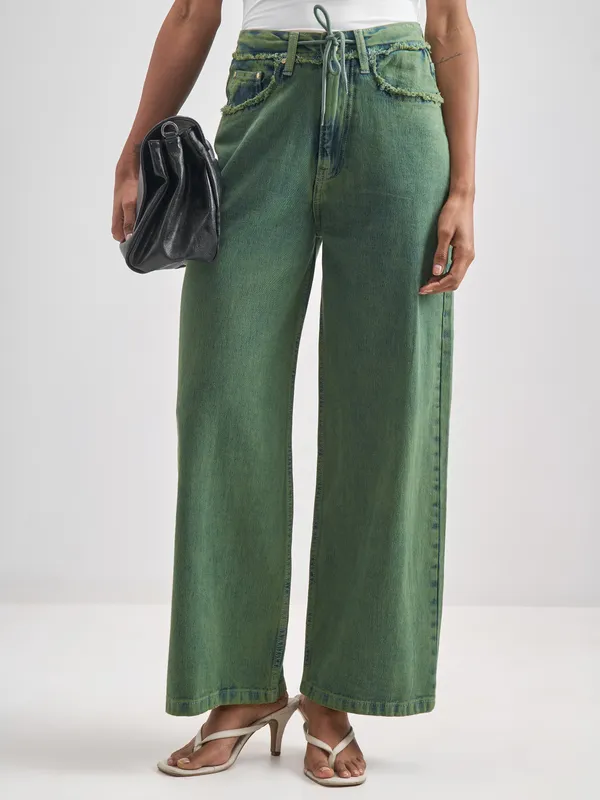 Street By Tokyo Talkies Women Green Loose Fit Jeans