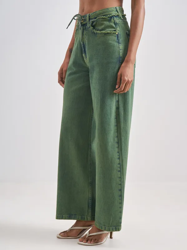 Street By Tokyo Talkies Women Green Loose Fit Jeans