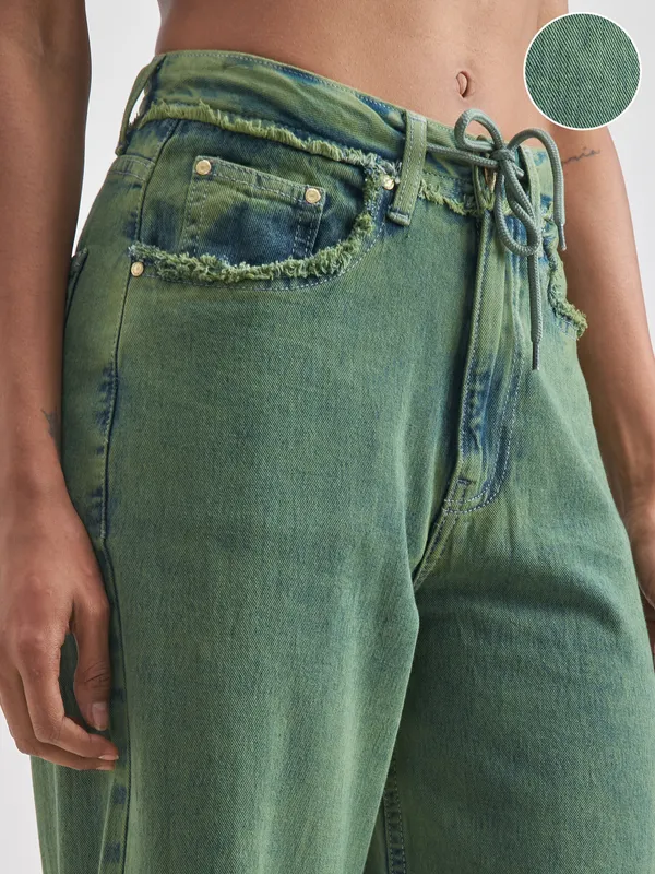 Street By Tokyo Talkies Women Green Loose Fit Jeans