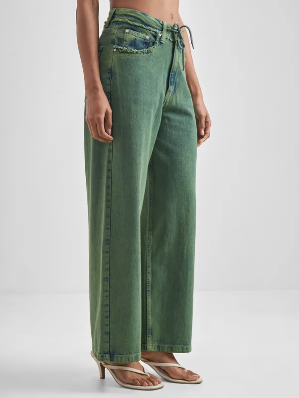 Street By Tokyo Talkies Women Green Loose Fit Jeans