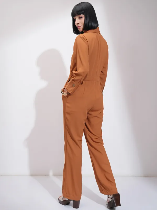 Tokyo Talkies Women Brown Solid Jumpsuit