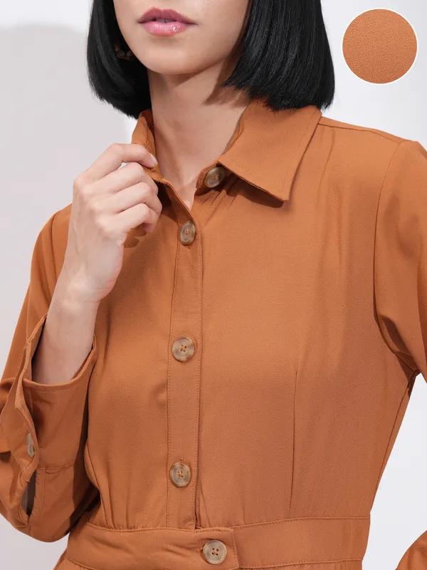 Tokyo Talkies Women Brown Solid Jumpsuit