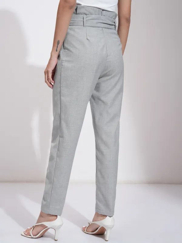 Tokyo Talkies Women Grey Solid Tapered Fit 