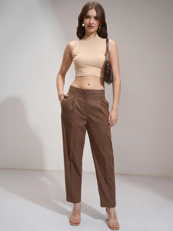 Solid Regular Fit Formal Trousers