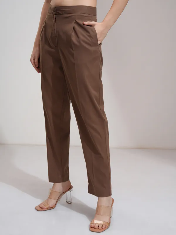 Solid Regular Fit Formal Trousers