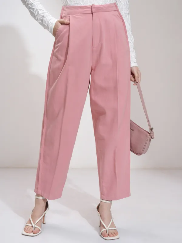 Solid Straight Fit Formal Trousers