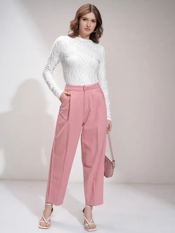 Solid Straight Fit Formal Trousers