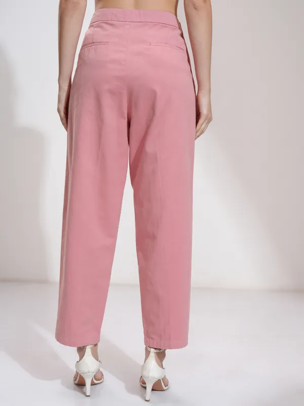 Solid Straight Fit Formal Trousers