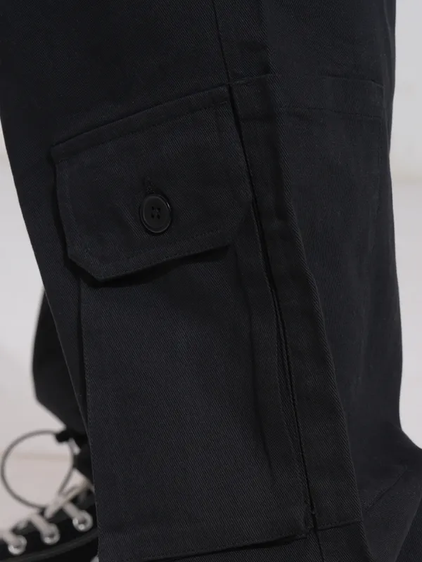 Tokyo Talkies Women Black Solid Straight Fit Cargos