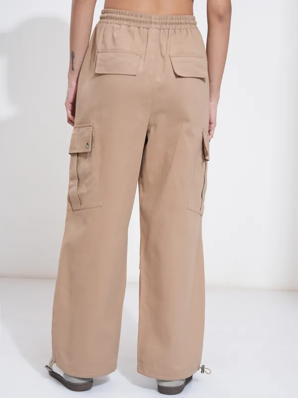 Tokyo Talkies Women Khaki Solid Regular Fit Cargos