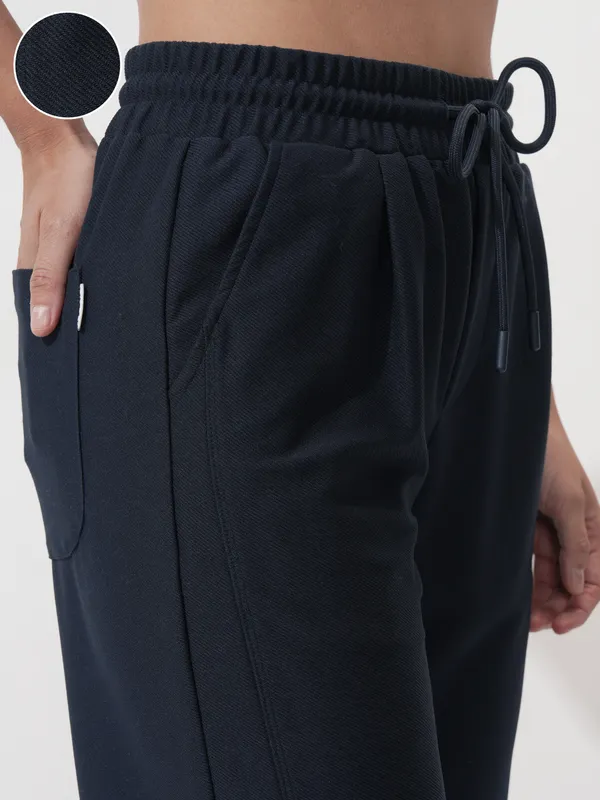 Tokyo Talkies Women Navy Blue Solid Regular Fit Joggers