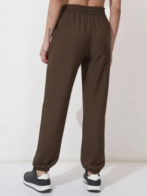 Tokyo Talkies Women Brown Solid Regular Fit Joggers