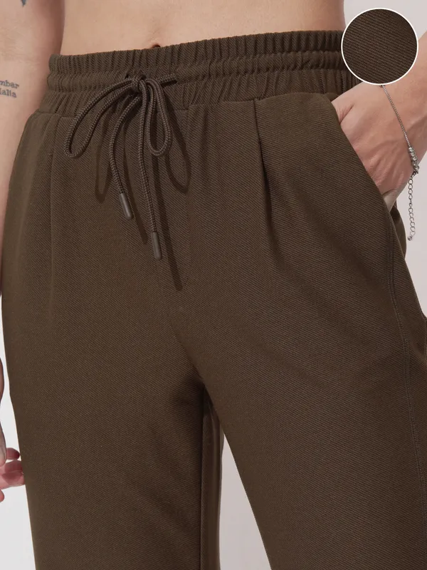 Tokyo Talkies Women Brown Solid Regular Fit Joggers