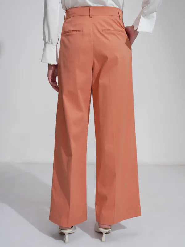 Tokyo Talkies Women Orange Wide Leg Solid Jeans