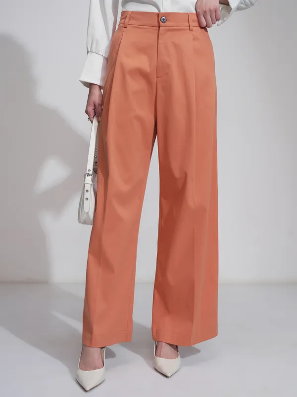 Tokyo Talkies Women Orange Wide Leg Solid Jeans