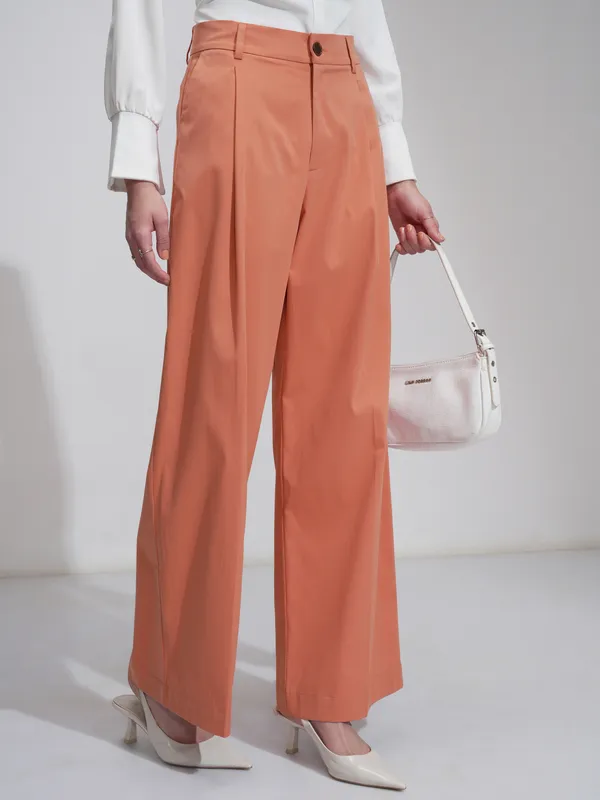 Tokyo Talkies Women Orange Wide Leg Solid Jeans