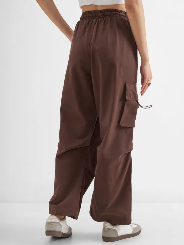 Tokyo Talkies Women Brown Solid Regular Fit Cargos
