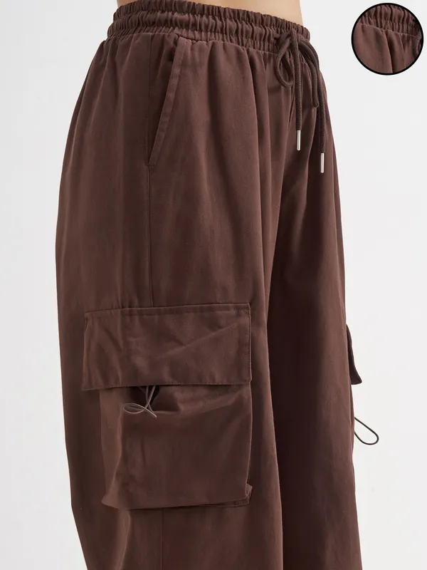 Tokyo Talkies Women Brown Solid Regular Fit Cargos