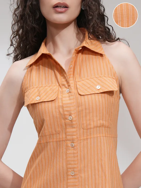 Striped Fit And Flare Dress