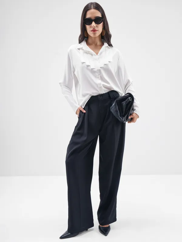 Chic By Tokyo Talkies Women White Solid Casual Shirt