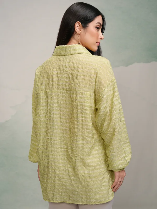 Tokyo Talkies Women Green Checked Oversized Fit Casual Shirt