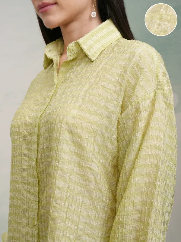 Tokyo Talkies Women Green Checked Oversized Fit Casual Shirt