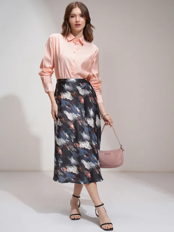 Tokyo Talkies Women Peach Solid Casual Shirt