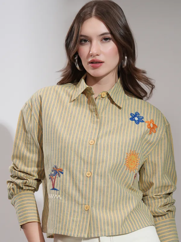 Women Self Design Boxy Casual Shirt